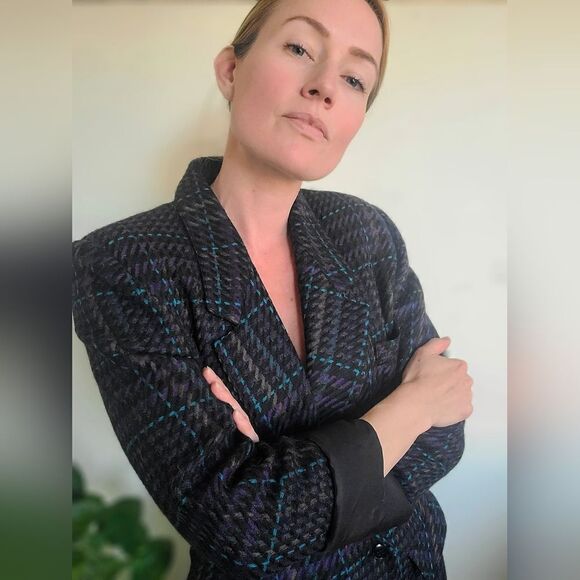 The Coco Vintage 80s Double Breasted Wool Blazer M - Picture 7 of 12